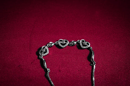 925 Silver Smiley Hearts Bracelet - Zubee Silver