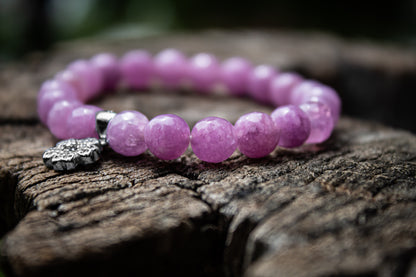 925 Sterling Silver Flower Charm with Stones Beads Adjustable Bracelet - Zubee Silver