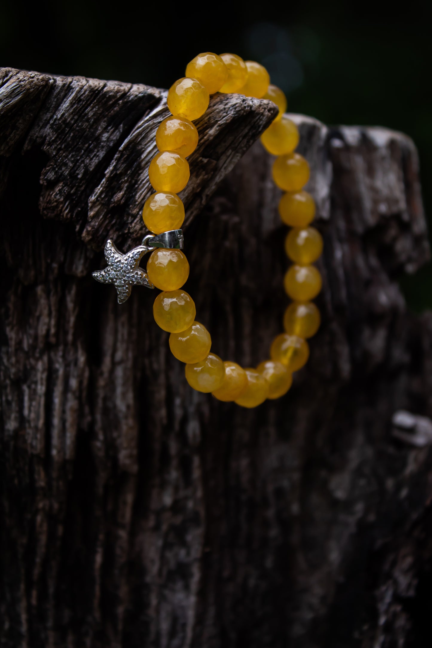 925 Sterling Silver Starfish Charm Stone Beads Bracelet - Zubee Silver