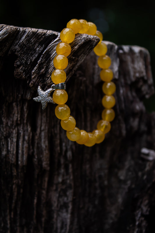 925 Sterling Silver Starfish Charm Stone Beads Bracelet - Zubee Silver