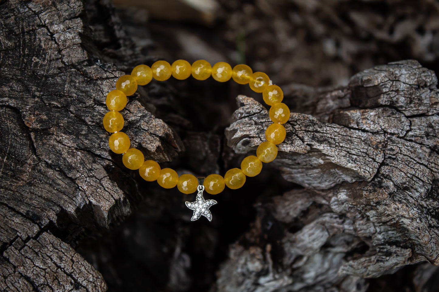 925 Sterling Silver Starfish Charm Stone Beads Bracelet - Zubee Silver