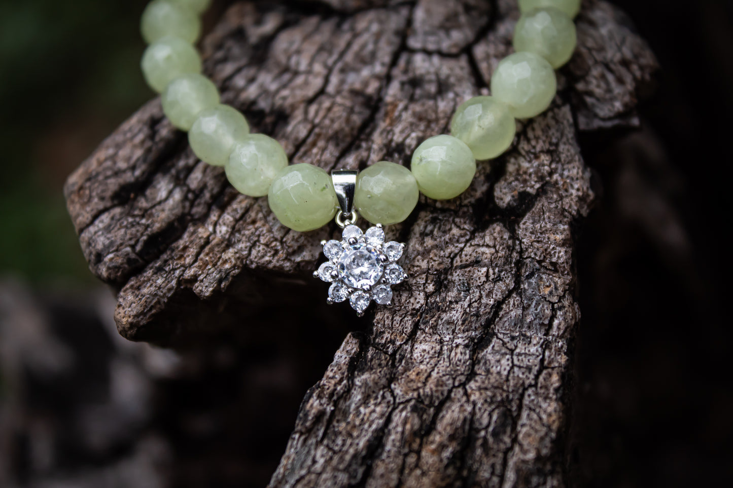 925 Sterling Silver Flower Charm Stone Beads Bracelet - Zubee Silver