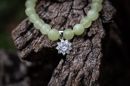 925 Sterling Silver Flower Charm Stone Beads Bracelet - Zubee Silver