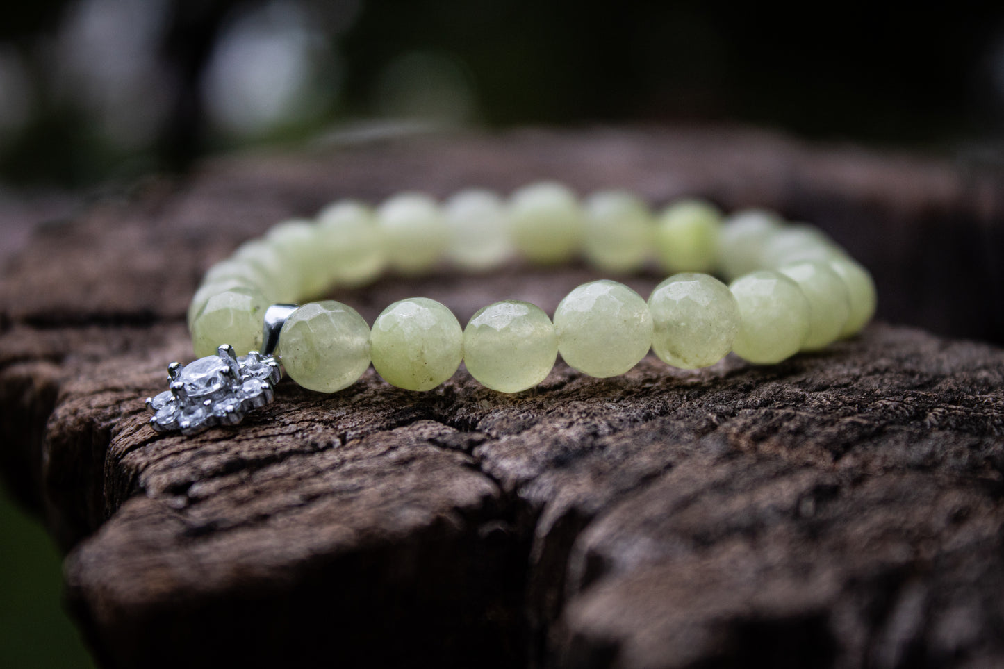 925 Sterling Silver Flower Charm Stone Beads Bracelet - Zubee Silver