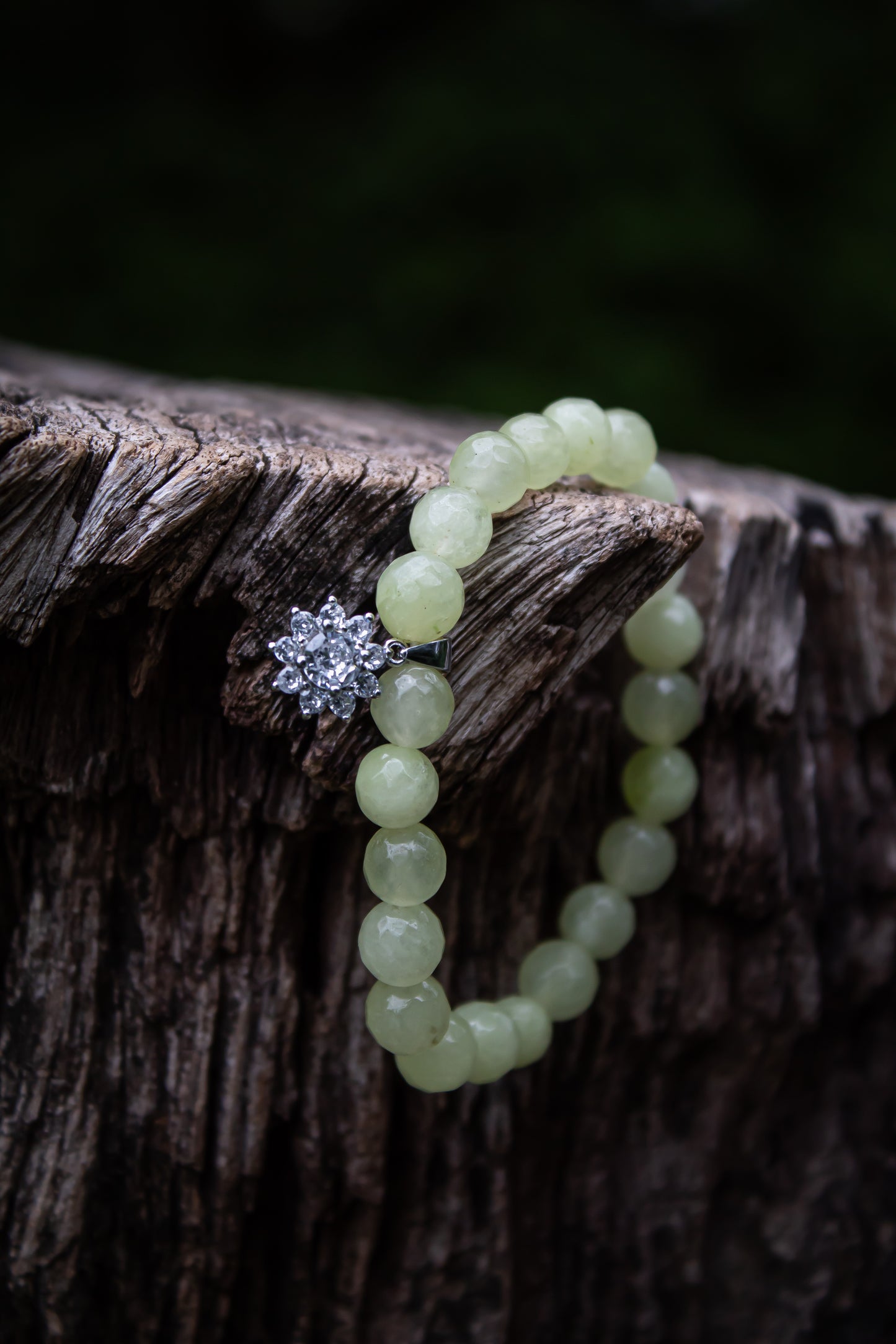 925 Sterling Silver Flower Charm Stone Beads Bracelet - Zubee Silver