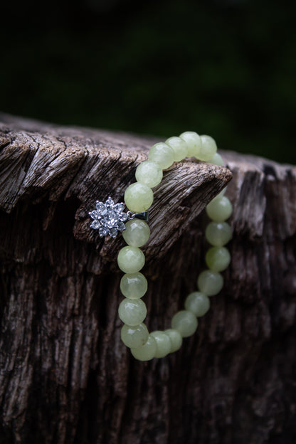 925 Sterling Silver Flower Charm Stone Beads Bracelet - Zubee Silver