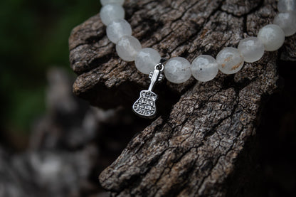 925 Sterling Silver Guitar Charm Stone Beads Bracelet for Music Enthusiasts - Zubee Silver