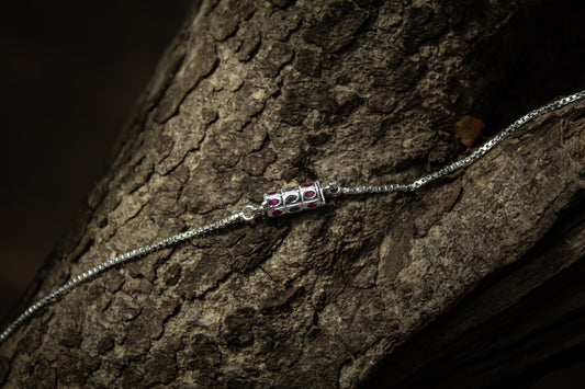 925 Sterling Silver Rakhi Coloured Pillar Rakhi