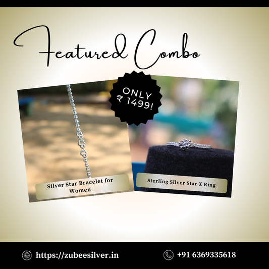 925 Sterling Silver Star Bracelet & Ring Combo