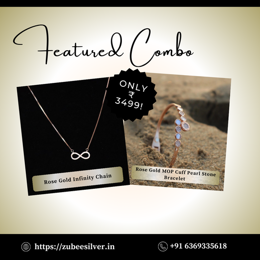 Rose Gold MOP Cuff Bracelet & Infinity Chain Combo