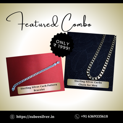 Sterling Silver Curb Pattern Bracelet & Ring Combo