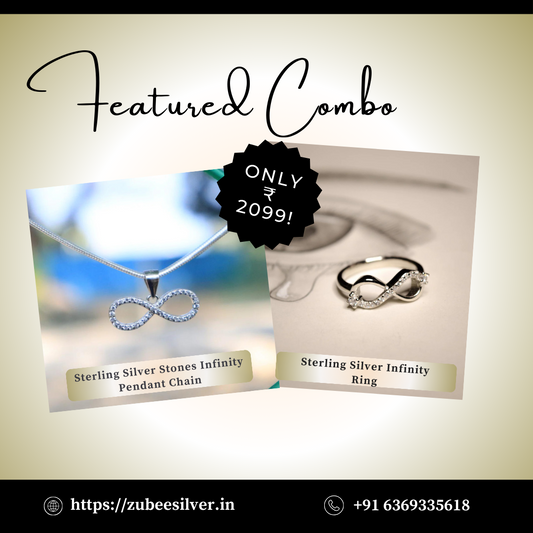 Sterling Silver Infinity Pendant Chain & Ring Combo